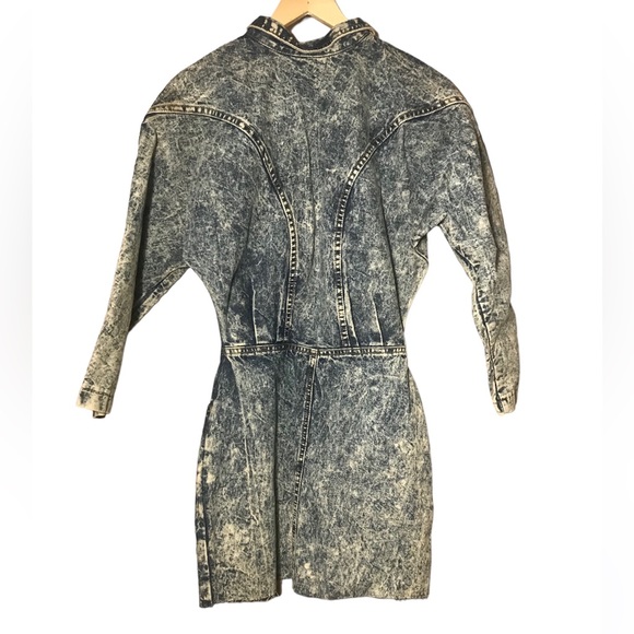 Vintage Acid Wash Jean Era Hollywood Long Sleeve Dress - Picture 4 of 7